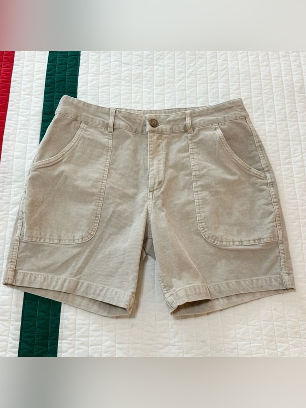 MARINE LAYER Dominic Corduroy 16 Wale Cord Shorts Patch Pocket Sand Mens Size 33